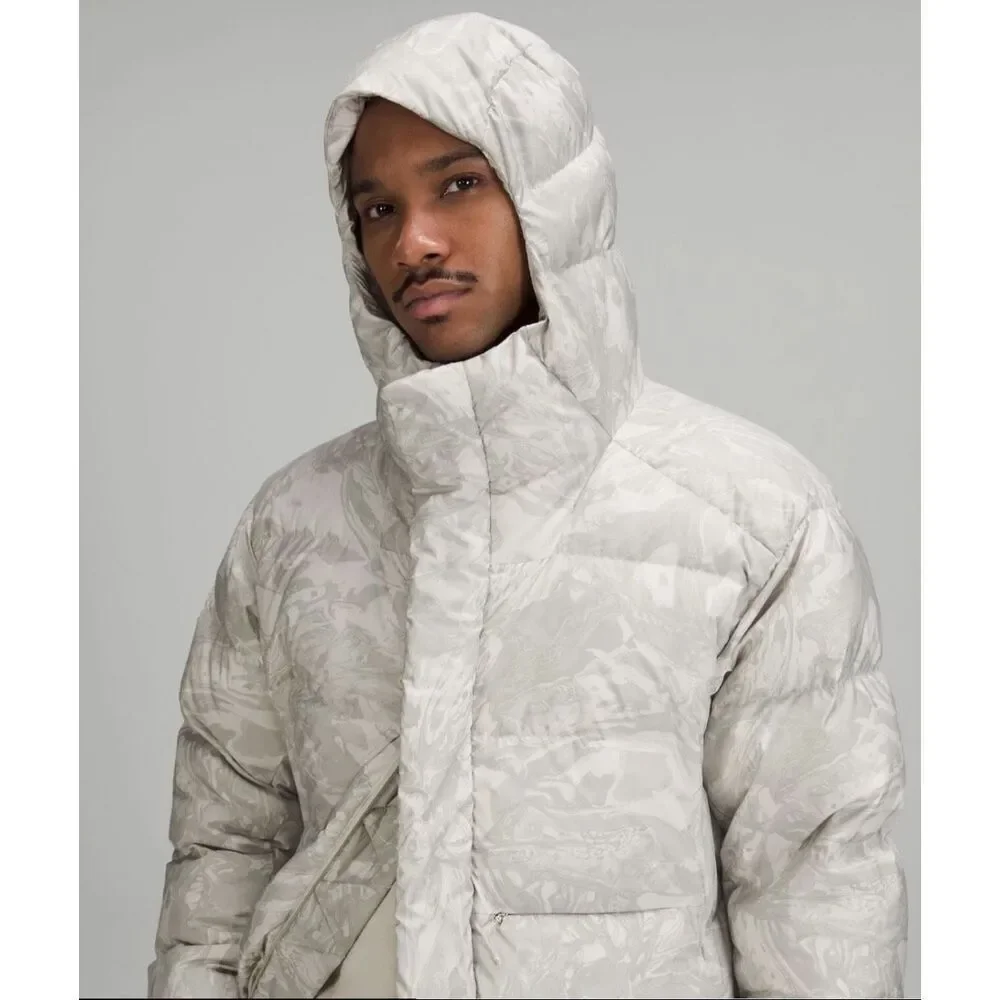 Lululemon Down Jacket Maple Metamorphosis Light Neutral Multi Men’s L Water-Repe